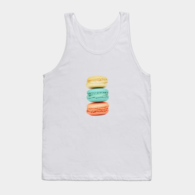 Stack of Macarons - Coral Aqua and Yellow Tank Top by latheandquill